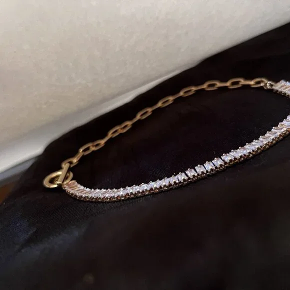 Gold Plated Paper clip necklace choker womens trendy jewelry - Picture 10 of 13